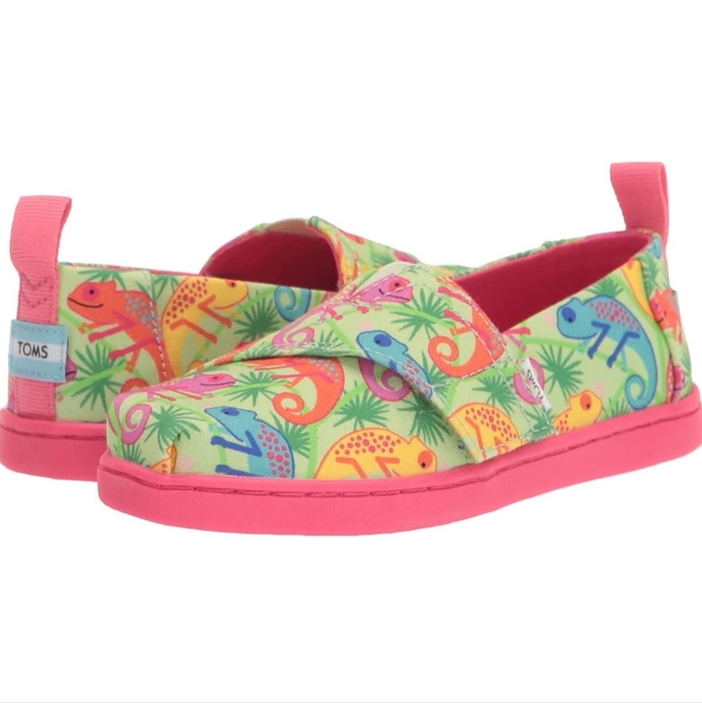 TOMS Girls Child Alpargata Loafer Flat - Colorful Chameleons Print